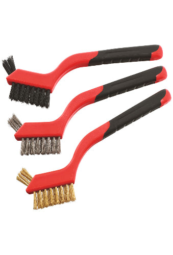 LOT DE 3 MINI BROSSES METAL, LAITON, PLASTIQUE